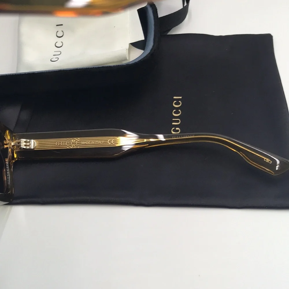 New - GUCCI EYEWEAR GG1085S SUNGLASSES Yellow & Grey